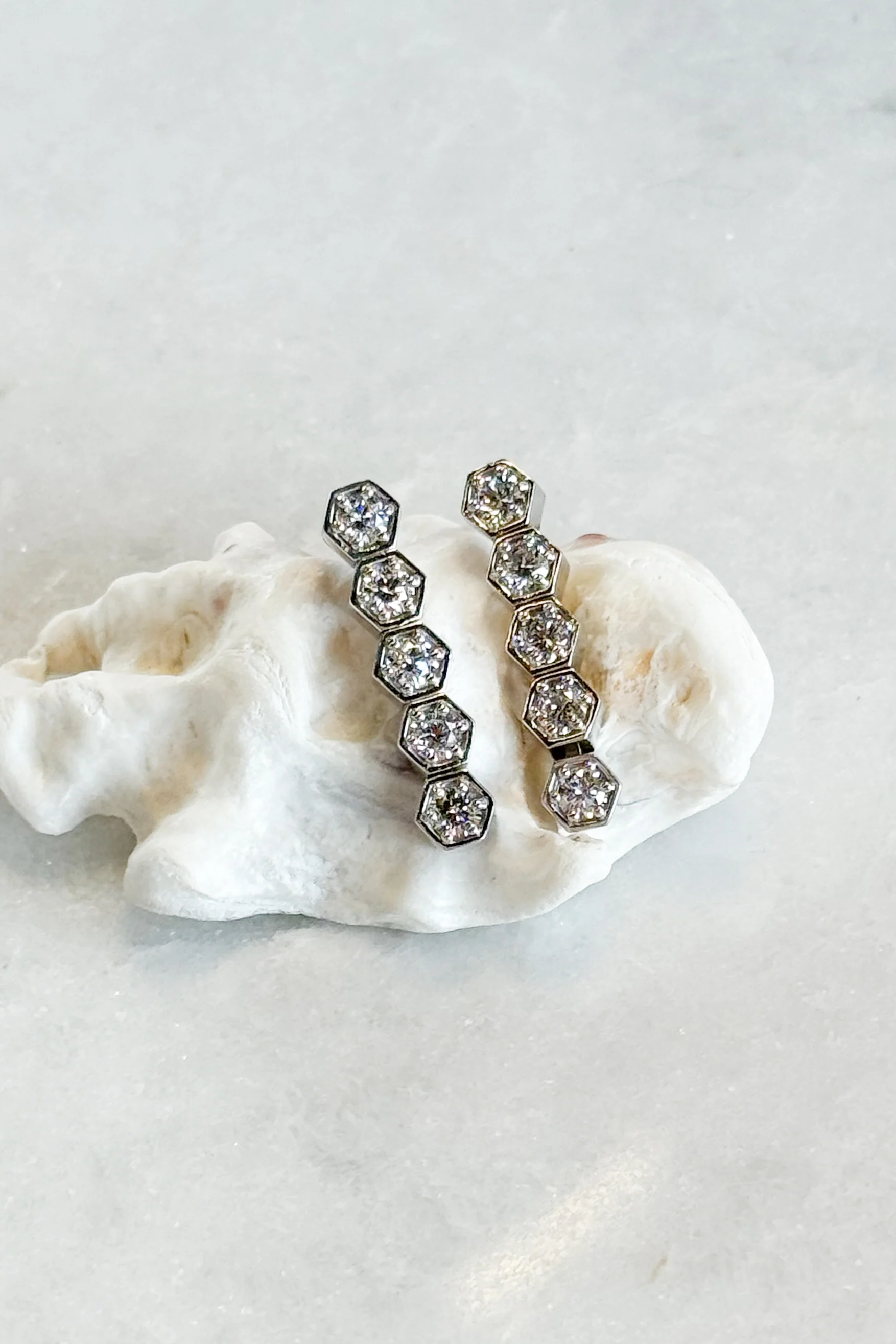 Diamond Hex Drop Earrings - Image 8